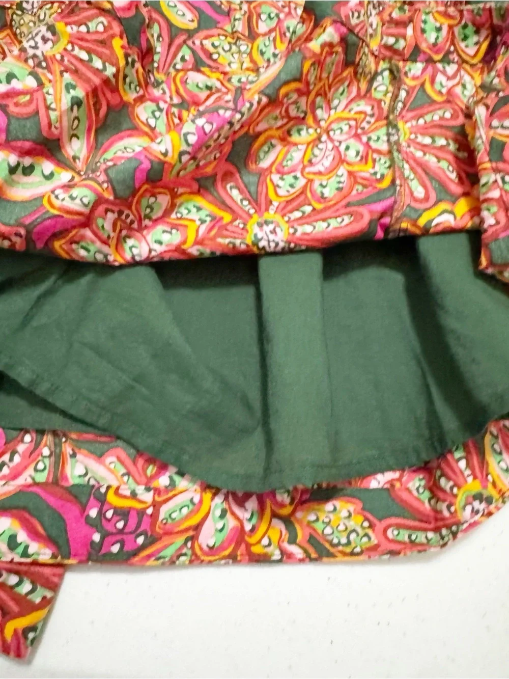 J. Crew Floral Tie Back Tiered Green Misi Dress NWT 0P Petite